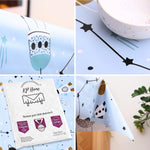 KP Home Blue Rocket Galaxy Adventure Pattern  PVC Tablecloth – 200x137cm & 137x137cm Wipe Clean Waterproof Oilcloth for Indoor & Outdoor Use