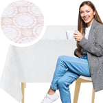 KP Home White Medallion Lace PVC Tablecloth – 200x137cm & 137x137cm Wipe Clean Waterproof Oilcloth for Indoor & Outdoor Use