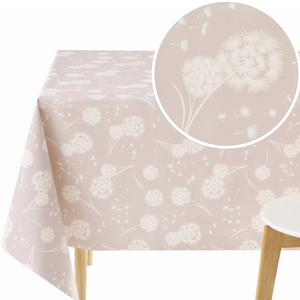 PVC Table Cloth Wipe Clean - KP HOME Plastic Table Cover Wipeable with Dandelion Print