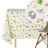 KP HOME Waterproof PVC Wipe Clean Tablecloth - Rectangle Oilcloth - Kids Safari Animals Wipe Down Table Cloth - Wipeable Kitchen Plastic Table Cover in Cream Beige