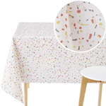 White Wipe Clean PVC Tablecloth with Trendy Terrazzo Pattern - Waterproof Vinyl Oilcloth for Rectangular Tables - Durable & Ideal for Indoor - Outdoor Use