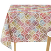 KP HOME Waterproof PVC Wipe Clean Table Cloth - Rectangular - Seamless Geometric Circles Vinyl Tablecloth Rectangle - Dinning Plastic Table Cover in Multicolour Purple Red
