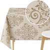 KP HOME Beige Floral Wipeable PVC Tablecloth – Damask Baroque Plastic Tablecloth - Vinyl Dinning or Kitchen Wipeable Table Cover in Cream Beige
