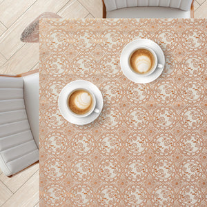 KP Home Golden Medallion Lace PVC Tablecloth – 200x137cm & 137x137cm Wipe Clean Waterproof Oilcloth for Indoor & Outdoor Use
