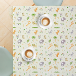 KP HOME Waterproof PVC Wipe Clean Tablecloth - Rectangle Oilcloth - Kids Safari Animals Wipe Down Table Cloth - Wipeable Kitchen Plastic Table Cover in Cream Beige