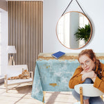 KP Home Horizon Glow Charm with Gold Shimmer PVC Tablecloth – 200x137cm & 137x137cm Wipe Clean Waterproof Oilcloth for Indoor & Outdoor Use