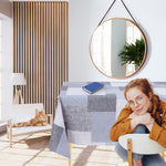KP Home Grey Textured Patchwork Pattern  PVC Tablecloth – 200x137cm & 137x137cm Wipe Clean Waterproof Oilcloth for Indoor & Outdoor Use