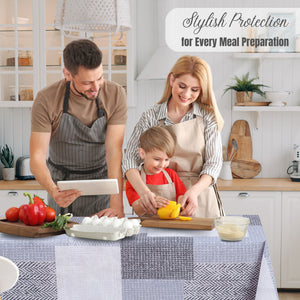 KP Home Grey Textured Patchwork Pattern  PVC Tablecloth – 200x137cm & 137x137cm Wipe Clean Waterproof Oilcloth for Indoor & Outdoor Use