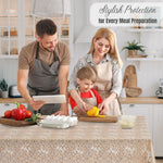 KP Home Golden Medallion Lace PVC Tablecloth – 200x137cm & 137x137cm Wipe Clean Waterproof Oilcloth for Indoor & Outdoor Use