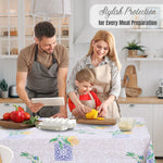 KP Home Beige Lemon Orchard Bliss Pattern  PVC Tablecloth – 200x137cm & 137x137cm Wipe Clean Waterproof Oilcloth for Indoor & Outdoor Use