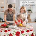 KP HOME Poppy Lace Bloom PVC Tablecloth – 200x140cm Wipe Clean Waterproof Oilcloth for Indoor & Outdoor Use