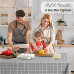 KP Home Modern Grey Grid PVC Tablecloth – 200x137cm & 137x137cm Wipe Clean Waterproof Oilcloth for Indoor & Outdoor Use