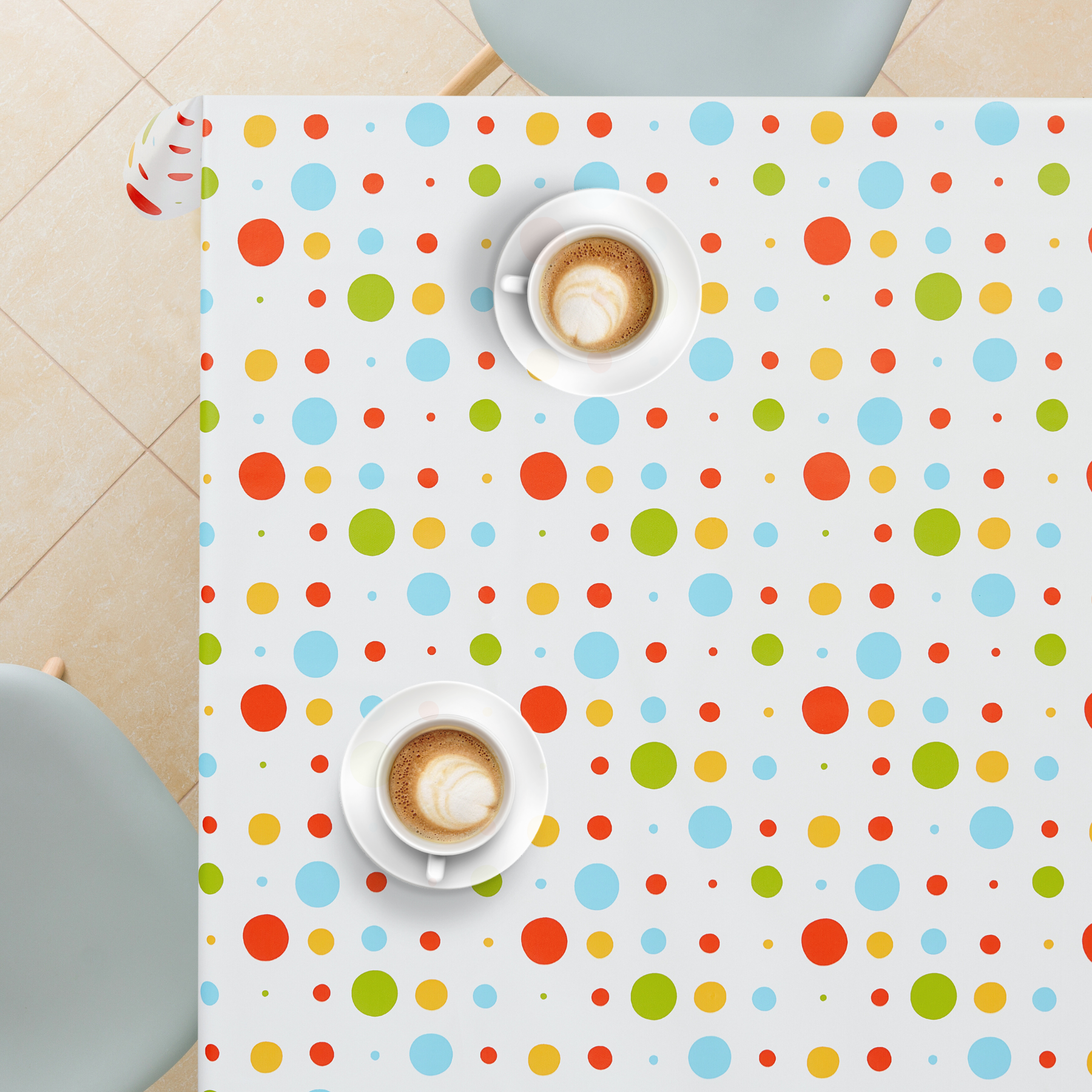 KP HOME Wipe Clean Tablecloth Rectangular - PVC Wipeable Plastic Table Cloth for Outdoor - Waterproof Rectangle Kids Oilcloth 6 Seat Table Cover in Colorful Polka Dot Print
