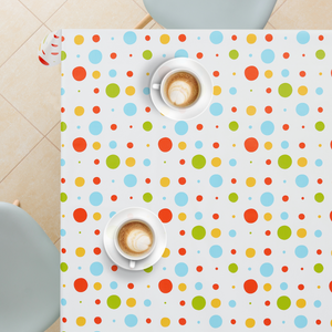 KP HOME Wipe Clean Tablecloth Rectangular - PVC Wipeable Plastic Table Cloth for Outdoor - Waterproof Rectangle Kids Oilcloth 6 Seat Table Cover in Colorful Polka Dot Print