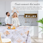 KP Home Marble Geo Lux Pattern PVC Tablecloth – 200x137cm & 137x137cm Wipe Clean Waterproof Oilcloth for Indoor & Outdoor Use