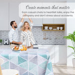 KP Home Triangular Luxe Charm Pattern  PVC Tablecloth – 200x137cm & 137x137cm Wipe Clean Waterproof Oilcloth for Indoor & Outdoor Use