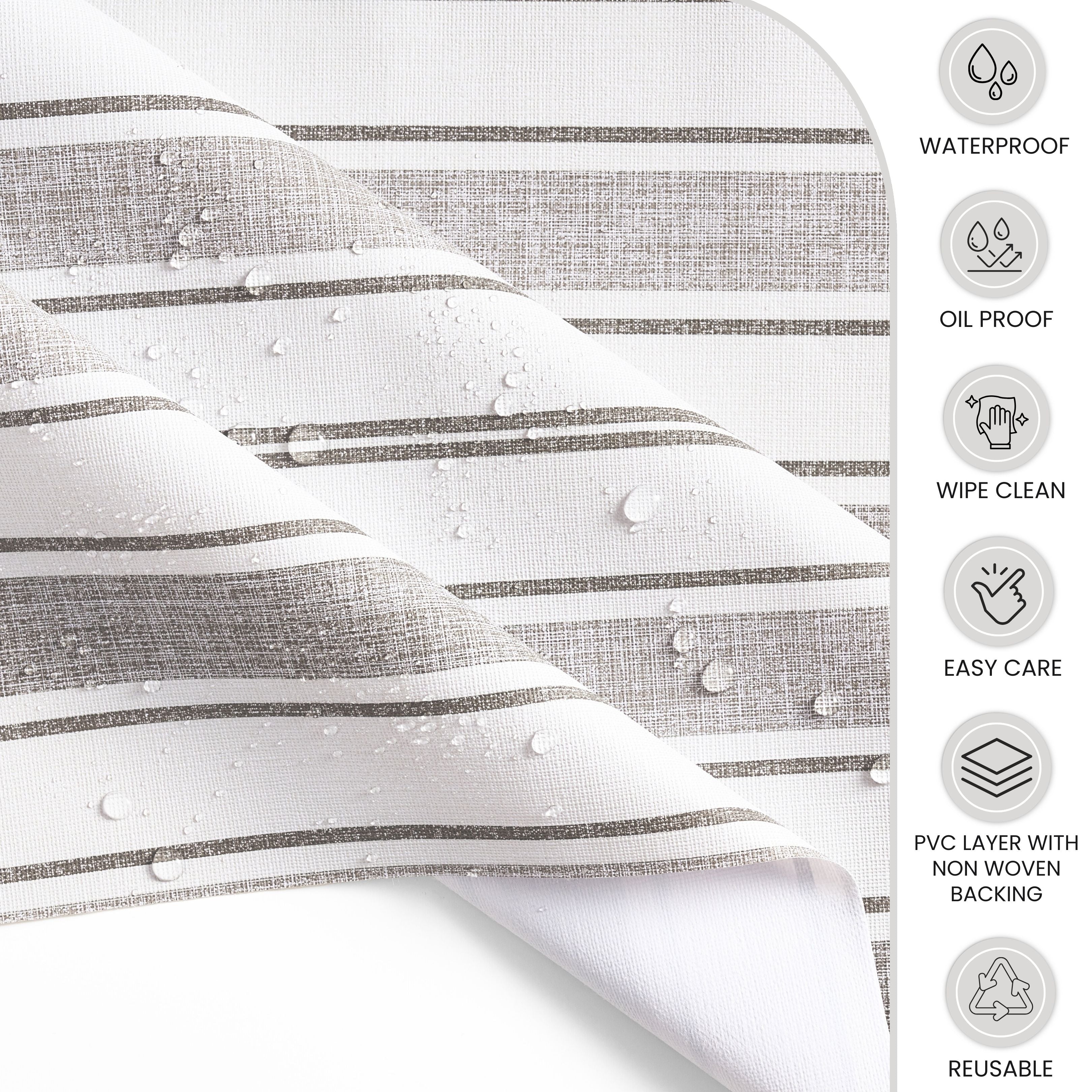 KP Home Grey Sophisticated Stripes Pattern  PVC Tablecloth – 200x137cm & 137x137cm Wipe Clean Waterproof Oilcloth for Indoor & Outdoor Use