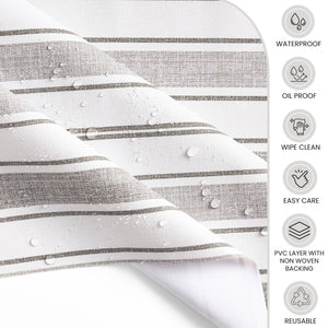 KP Home Grey Sophisticated Stripes Pattern  PVC Tablecloth – 200x137cm & 137x137cm Wipe Clean Waterproof Oilcloth for Indoor & Outdoor Use