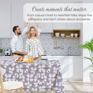 KP Home Vivid Petal Harmony Glitter Pattern  PVC Tablecloth – 200x137cm & 137x137cm Wipe Clean Waterproof Oilcloth for Indoor & Outdoor Use