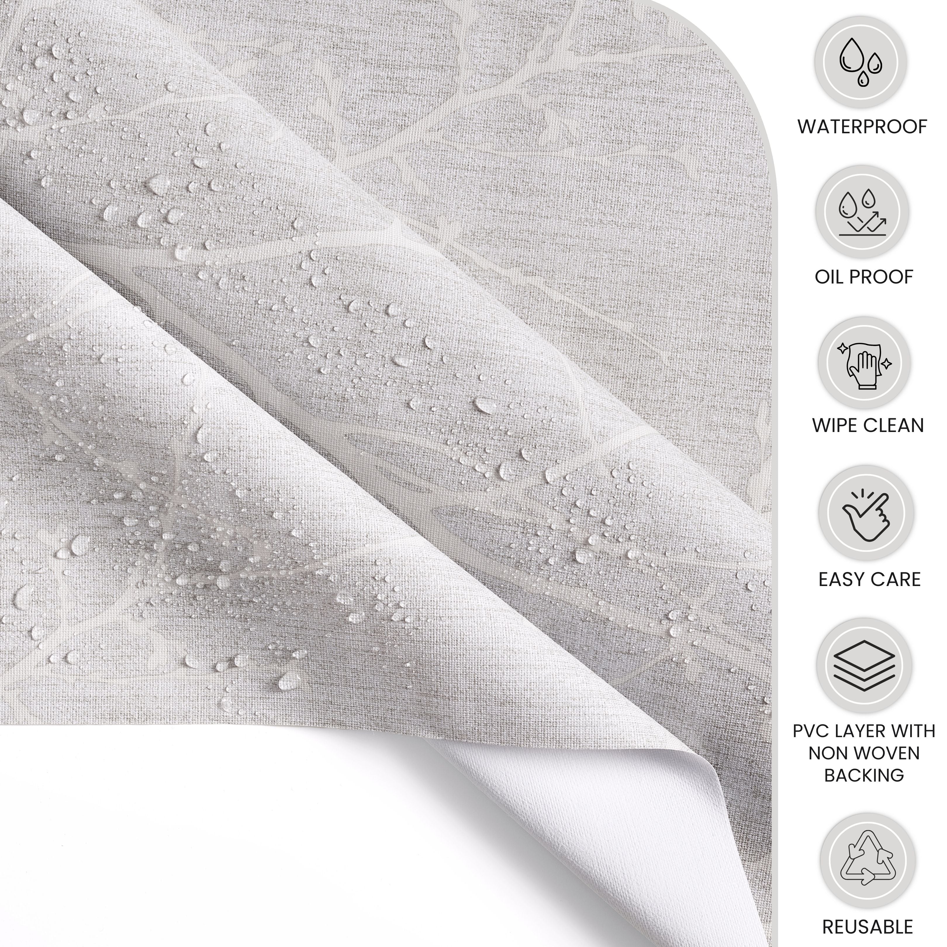 KP Home Grey Serene Tree Branches Pattern  PVC Tablecloth – 200x137cm & 137x137cm Wipe Clean Waterproof Oilcloth for Indoor & Outdoor Use