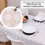 KP Home White Medallion Lace PVC Tablecloth – 200x137cm & 137x137cm Wipe Clean Waterproof Oilcloth for Indoor & Outdoor Use