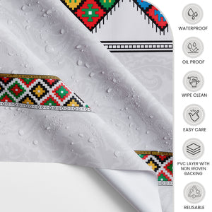 KP Home Grey Folk Art Elegance Pattern  PVC Tablecloth – 200x137cm & 137x137cm Wipe Clean Waterproof Oilcloth for Indoor & Outdoor Use
