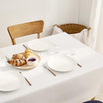 KP HOME Waterproof PVC Wipe Clean Tablecloth - Rectangular Oilcloth - Embossed Elegant Oil Cloth Table Cloth - Plastic Kitchen Wipeable Table Cover in Plain White