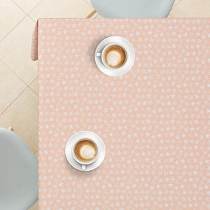 KP HOME Wipe Clean Tablecloth Rectangular - PVC Wipeable Pink Plastic Table Cloth for Outdoor - Waterproof Rectangle Kids Oilcloth 6 Seat Table Cover in Fun Stars Print
