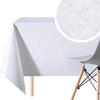 KP HOME Waterproof PVC Wipe Clean Tablecloth - Rectangular Oilcloth - Embossed Elegant Oil Cloth Table Cloth - Plastic Kitchen Wipeable Table Cover in Plain White