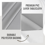 KP Home Grey Herringbone PVC Tablecloth – Waterproof Wipeable Plastic Table Cover with Woven Effect – Soft Touch Outdoor Oilcloth