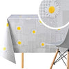 KP HOME Wipe Clean Tablecloth Rectangular Table- Wipeable Tablecloth up to 6 Seats Waterproof Plastic Cover Kitchen Vinyl Oilcloth Grey Daisy Chamomile Flower Patchwork Design