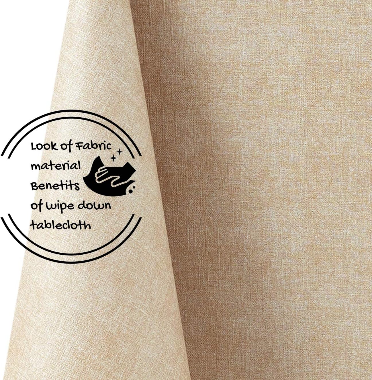 KP HOME Waterproof PVC Wipe Clean Table Cloth - Rectangular Tablecloth - Embossed One Tone Tablecloth Rectangular Wipeable - Outdoor Plastic Table Cover Wipe Down in Plain Beige