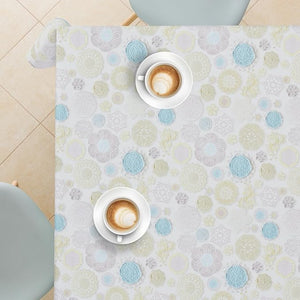 KP HOME Wipe Clean Tablecloth Rectangular Lace Blue Print - PVC Wipeable Plastic Table Cloth for Outdoor - Waterproof Rectangle Oilcloth 6 Seat Table Cover in Shabby Chic