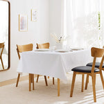 KP HOME Waterproof PVC Wipe Clean Tablecloth - Rectangular Oilcloth - Embossed Elegant Oil Cloth Table Cloth - Plastic Kitchen Wipeable Table Cover in Plain White