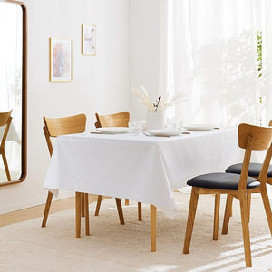 KP HOME Waterproof PVC Wipe Clean Tablecloth - Rectangular Oilcloth - Embossed Elegant Oil Cloth Table Cloth - Plastic Kitchen Wipeable Table Cover in Plain White