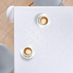 KP HOME Waterproof PVC Wipe Clean Tablecloth - Rectangular Oilcloth - Embossed Elegant Oil Cloth Table Cloth - Plastic Kitchen Wipeable Table Cover in Plain White
