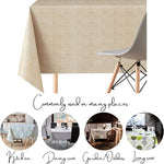 KP HOME Waterproof PVC Wipe Clean Table Cloth - Rectangular Tablecloth - Embossed One Tone Tablecloth Rectangular Wipeable - Outdoor Plastic Table Cover Wipe Down in Plain Beige