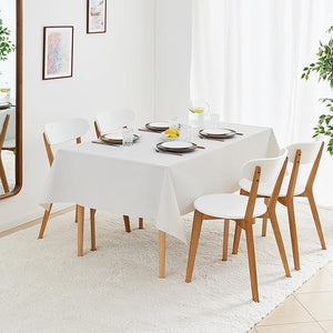 KP HOME Waterproof PVC Table Cloth - Rectangle Oilcloth - Minimalistic Dash Lines Plastic Tablecloth Wipe Clean - Wipeable Garden Table Cover in Classic Grey