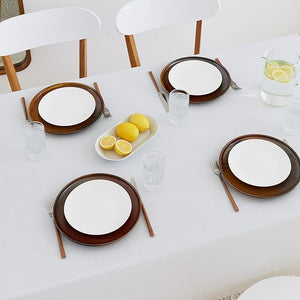 KP HOME Waterproof PVC Table Cloth - Rectangle Oilcloth - Minimalistic Dash Lines Plastic Tablecloth Wipe Clean - Wipeable Garden Table Cover in Classic Grey