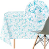 KP HOME Wipe Clean Tablecloth Rectangular Table- PVC Wipeable Plastic Table Cloth for Outdoor - Waterproof Rectangle Turquoise Oilcloth 6 Seat Table Cover in Teal Blue Leaf Pattern