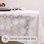 KP Home White Medallion Lace PVC Tablecloth – 200x137cm & 137x137cm Wipe Clean Waterproof Oilcloth for Indoor & Outdoor Use