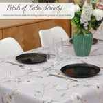 KP Home Petals of Calm Pattern PVC Tablecloth – 200x137cm & 137x137cm Wipe Clean Waterproof Oilcloth for Indoor & Outdoor Use