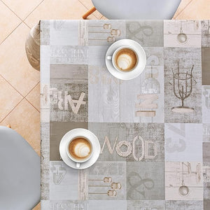 KP HOME Waterproof PVC Table Cloth - Rectangle Oilcloth 78 X 55 in | 200 X 140 cm - Industrial Rustic Loft Wood Wipeable Tablecloth - Garden Plastic Table Cover Wipe Clean in Grey Brown
