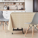 KP HOME Waterproof PVC Wipe Clean Table Cloth - Rectangular Tablecloth - Embossed One Tone Tablecloth Rectangular Wipeable - Outdoor Plastic Table Cover Wipe Down in Plain Beige