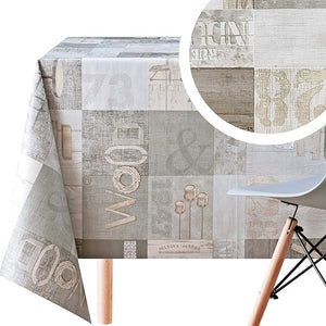 KP HOME PVC Wipe Clean Table Cloth - Rectangular Oilcloth 118x55in | 300x140cm - Industrial Rustic Loft Wood Wipeable Tablecloth - Plastic Outdoor Waterproof Table Cover in Grey Brown