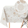 KP HOME Wipe Clean Tablecloth Rectangular in Lace Print - PVC Wipeable Plastic Table Cloth for Outdoor - Waterproof Rectangle Beige Oilcloth 8 Seat Dining Table Cover