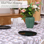 KP Home Vivid Petal Harmony Glitter Pattern  PVC Tablecloth – 200x137cm & 137x137cm Wipe Clean Waterproof Oilcloth for Indoor & Outdoor Use