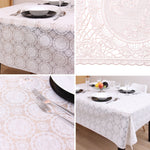 KP Home White Medallion Lace PVC Tablecloth – 200x137cm & 137x137cm Wipe Clean Waterproof Oilcloth for Indoor & Outdoor Use