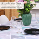 KP Home Triangular Luxe Charm Pattern  PVC Tablecloth – 200x137cm & 137x137cm Wipe Clean Waterproof Oilcloth for Indoor & Outdoor Use