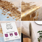KP Home Horizon Glow Charm with Gold Shimmer PVC Tablecloth – 200x137cm & 137x137cm Wipe Clean Waterproof Oilcloth for Indoor & Outdoor Use